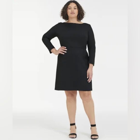 SPANX Perfect A-Line 3/4 Sleeve Black Career Office Dress - Picture 1 of 9